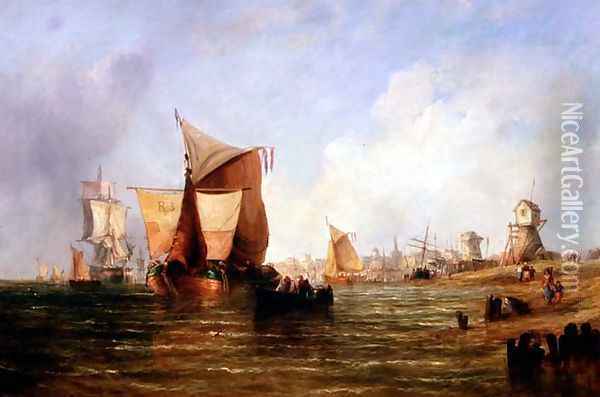 Shipping on the Dort Holland Oil Painting - William Calcott Knell