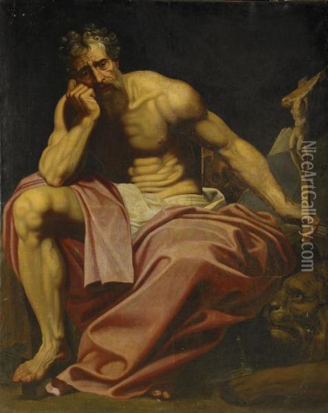 Sankt Hieronymus Oil Painting - Gerard Seghers