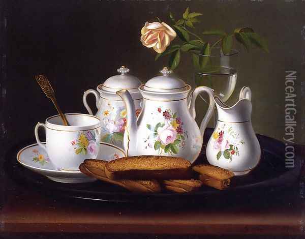 Still Life of Porcelain and Biscuits Oil Painting - George Forster