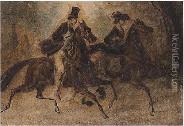 Out Riding Oil Painting - Constantin Guys