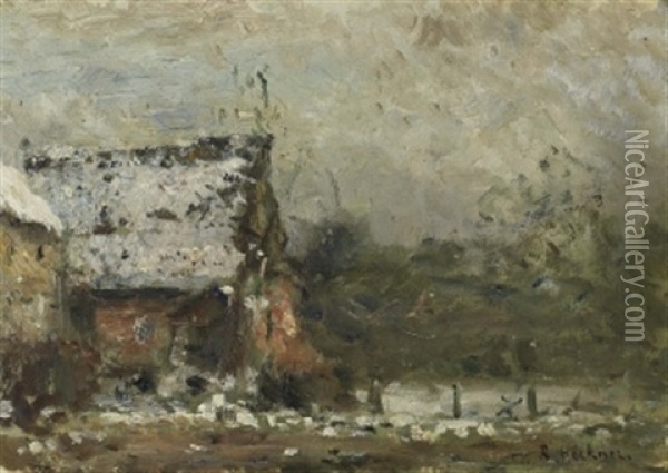 Bauernhaus Im Winter Oil Painting - Rudolf Hoeckner