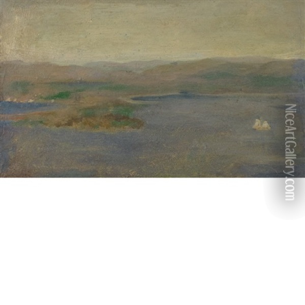 Sailboats On The Hudson Oil Painting - Arthur B. Davies
