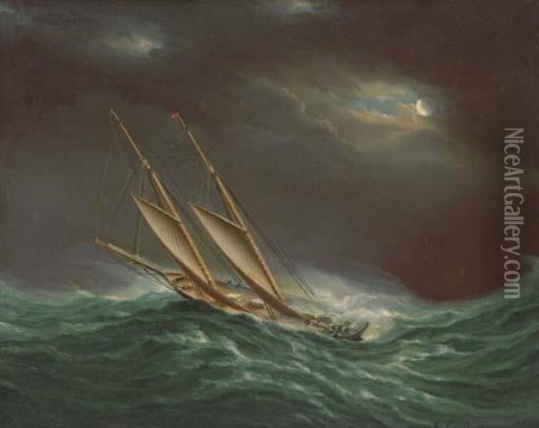 Fleetwing During The Great Ocean Race Oil Painting - James E. Buttersworth