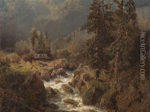 River Landscape Oil Painting - Charlotte Piepenhagen