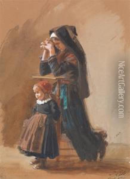 Bearnaise En Priere Oil Painting - Isidore Alexandre Augustin Pils