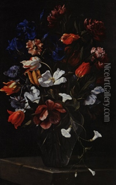 Blumenstrauss In Einer Gebauchten Vase Oil Painting - Jean-Michel Picart