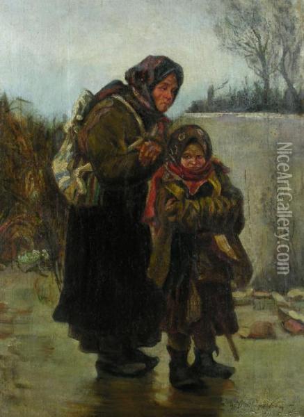 Mutter Und Kind Oil Painting - Ivan Ivanovich Tvorozhnikov
