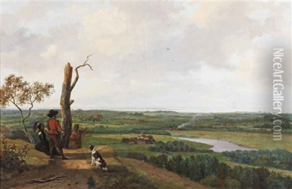 Enjoying The Panoramic View Oil Painting - Nicolaas Johannes Roosenboom