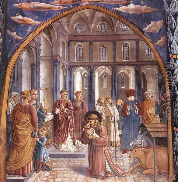 Scenes from the Life of St Francis (Scene 9, north wall) 1452 Oil Painting - Benozzo di Lese di Sandro Gozzoli