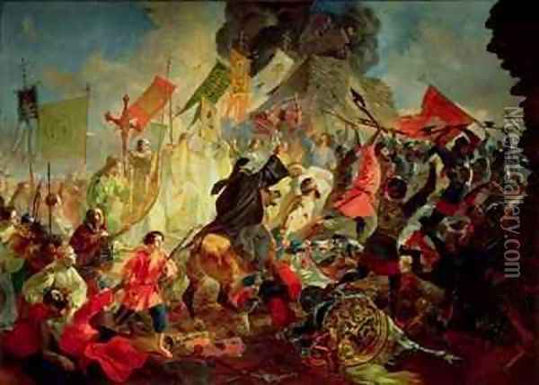 King Stephan IV Batory besieging Pskov in 1581 Oil Painting - Karl Pavlovich Briulloff