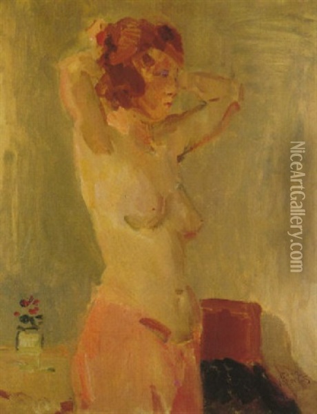 A Half-nude Oil Painting - Isaac Israels
