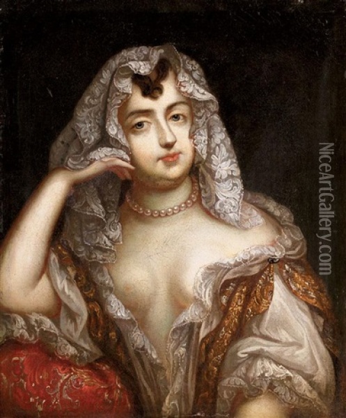 Portrait Of A Lady (barbara Villiers, Countess Of Castlemaine?) Oil Painting - Henri Gascars