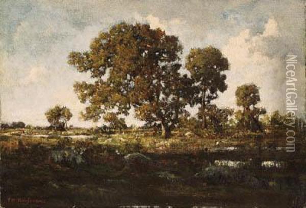 La Mare Aux Vipres En Fort De Fontainebleau (the Pond In The Forestof Fontainebleau) Oil Painting - Theodore Rousseau