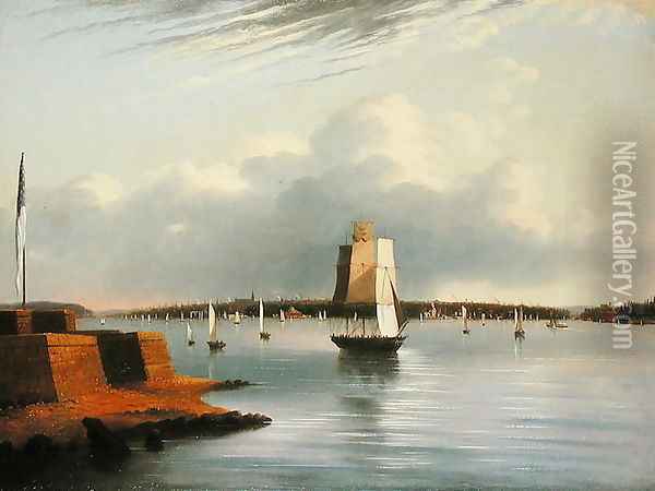 Baltimore Harbour, 1852 Oil Painting - Edmund C. Coates