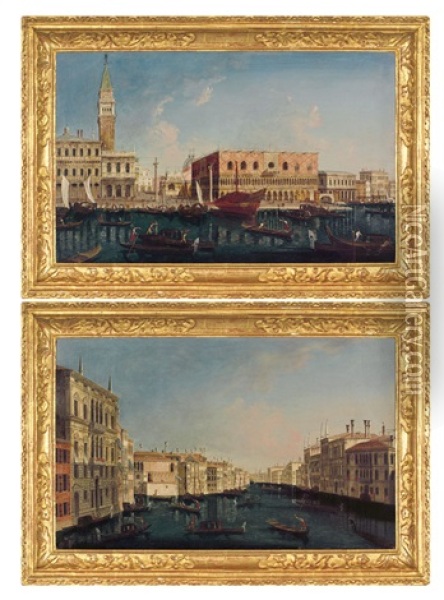 Veduta Di Piazza San Marco Dal Canal Grande (+ Veduta Del Canal Grande; Pair) Oil Painting - Michele Marieschi