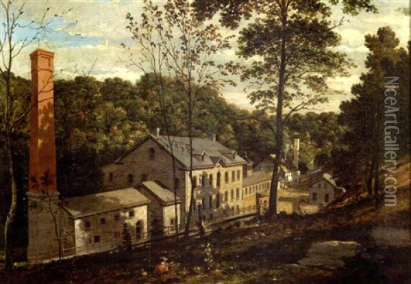 Magargee Paper Mill On The Wissahickon Oil Painting - William E. Winner