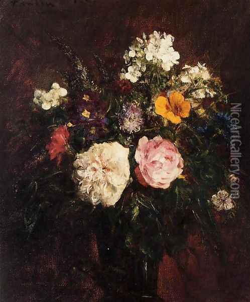 Still Life with Flowers 2 Oil Painting - Ignace Henri Jean Fantin-Latour