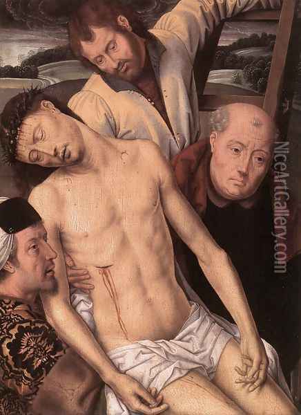 Deposition (left wing of a diptych) 1490s Oil Painting - Hans Memling