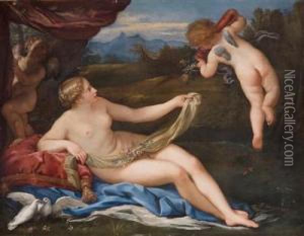 Venus Undcupido Oil Painting - Carlo Maratta or Maratti