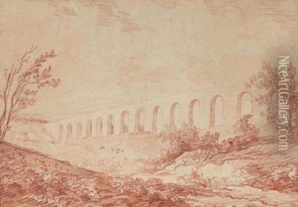 Vue De L'aqueduc De Maintenon Oil Painting - Hubert Robert