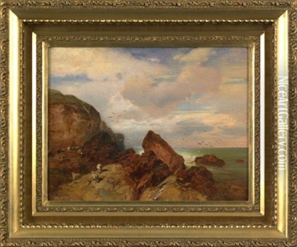 Coastal Scene With Sheep Oil Painting - Charles Hoguet