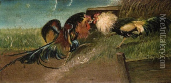 Combat De Coqs Oil Painting - William Baptiste Baird