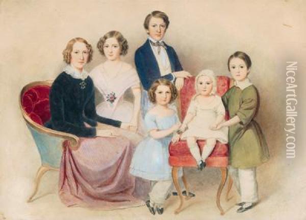 Ritratto Di Famiglia Con Molte Figure Oil Painting - Albert Decker
