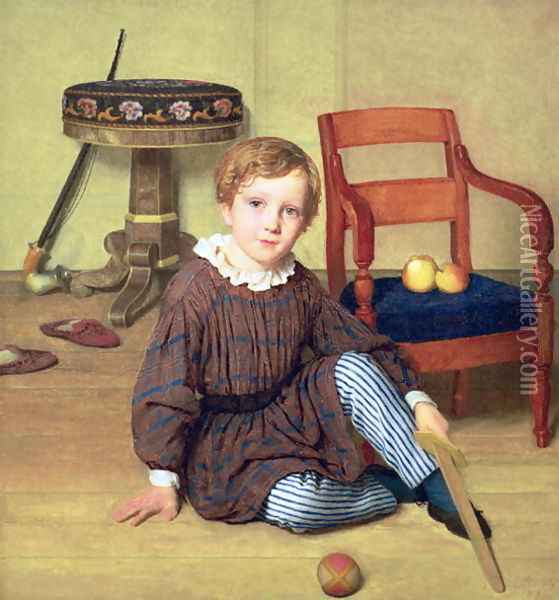 Childhood Oil Painting - Ludvig August Smith