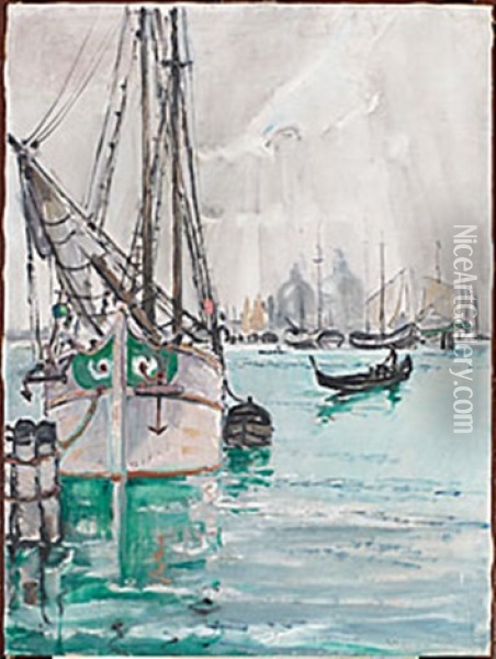 Hamnen Oil Painting - Rikard Lindstroem