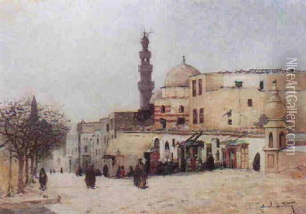 La Mosquee Du Sultan Hassan (le Caire) Oil Painting - Emile Boivin