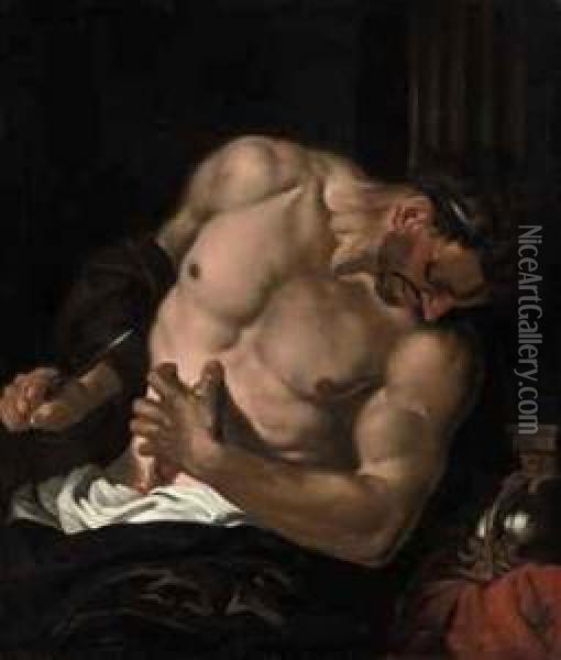 The Suicide Of Cato Oil Painting - Giovanni Battista Langetti