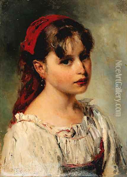 Portrait of a Girl Oil Painting - Vladimir Egorovich Makovskii