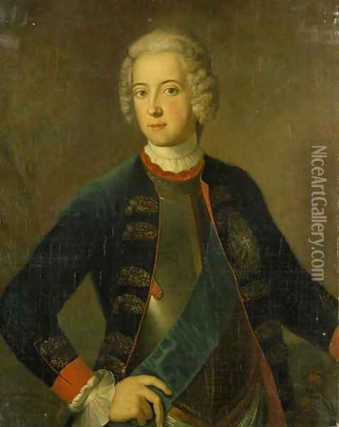 Crown Prince Frederick II, 1728 Oil Painting - Antoine Pesne