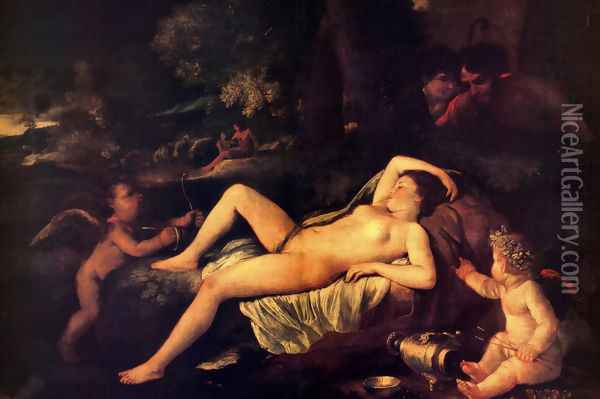 Sleeping Venus and Cupid Oil Painting - Nicolas Poussin