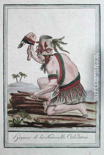 Native of New Caledonia, engraved by J. Laroque, 1796 Oil Painting - Sauveur, J.G.