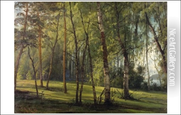 Puistonakyma - Parkutsikt Oil Painting - Sigfrid August Keinanen