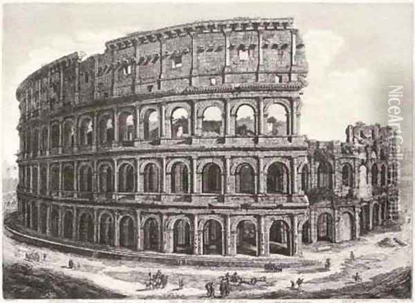 Veduta dell' Anfiteatro Flavio detto il Colosseo, from Antichita Romane Oil Painting - Luigi Rossini