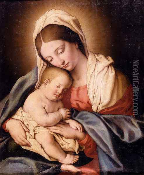 Madonna and Child Oil Painting - Francesco de' Rossi (see Sassoferrato)