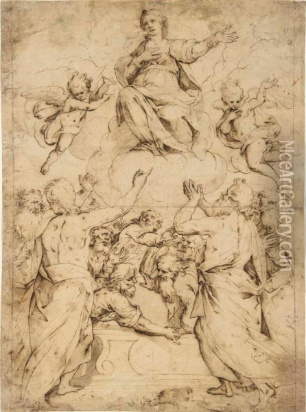 The Assumption Of The Virgin Oil Painting - Ermenegildo Lodi