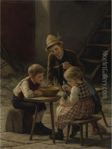 Baby Doll's Dinner Oil Painting - Gustav Igler