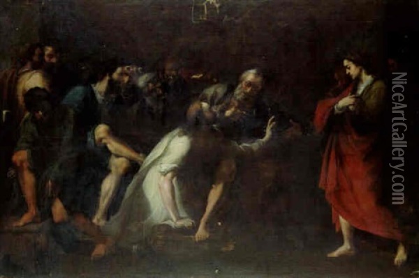 Christ Washing The Apostles' Feet Oil Painting - Agostino Scilla