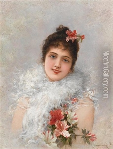 Portrait Of A Young Beauty Oil Painting - Emile Eisman-Semenowsky
