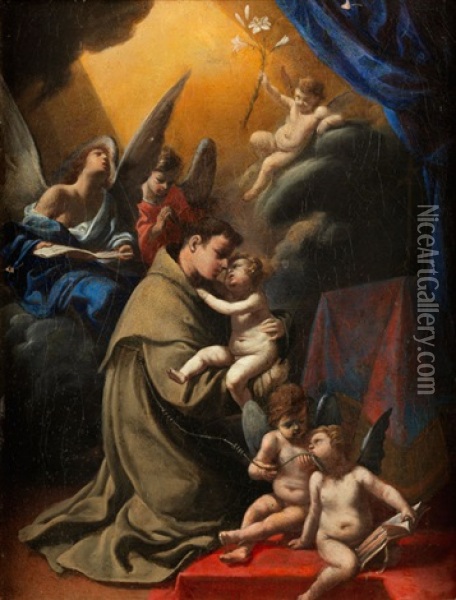 Heiliger Antonius Von Padua Mit Jesuskind Und Engeln Oil Painting - Pier Francesco Cittadini