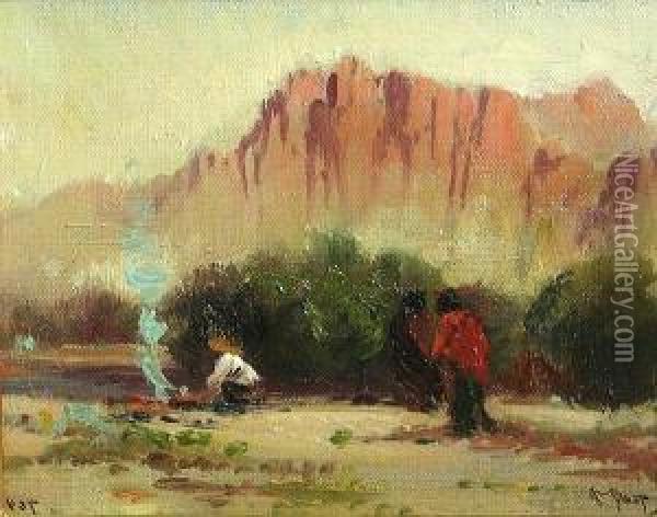 Indian Encampment, Arizona Oil Painting - Arthur William Best