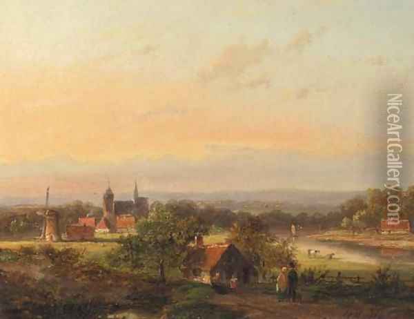 Panoramic landscape Oil Painting - Jan Evert Morel