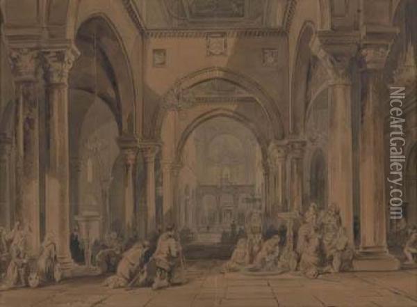 Interno Della Cattedrale Di Bari Oil Painting - Achille Vianelli