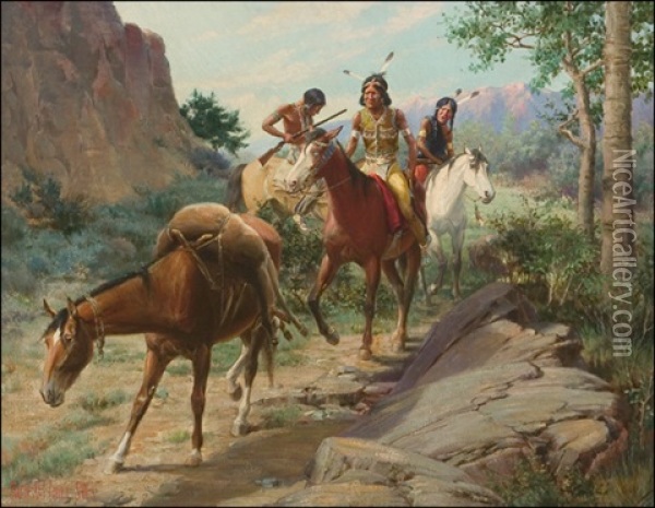 A Successful Hunt Oil Painting - Charles Abel Corwin