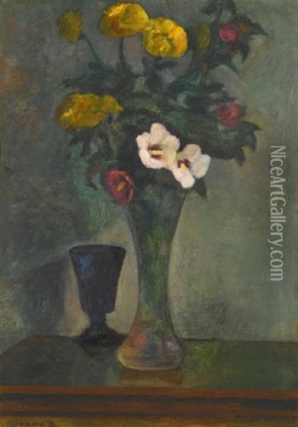 Still Life With Flowers Oil Painting - Dezsoe Czigany