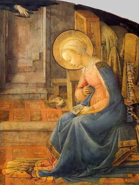 Annunciation (detail) 8 Oil Painting - Filippino Lippi