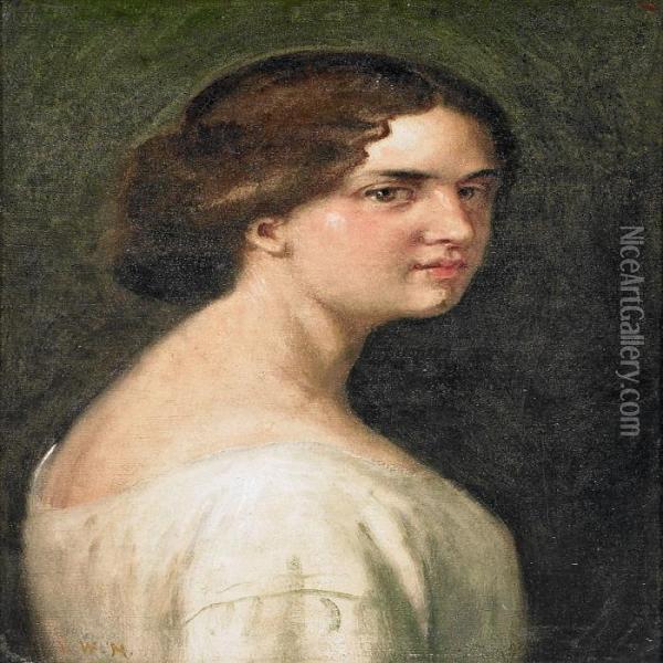 A Portrait Of A Young Woman Oil Painting - Wilhelm Marstrand
